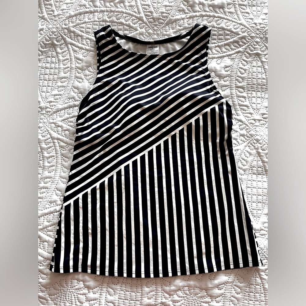 Navy and White Striped Tankini Top
8 Long by Land’s End
